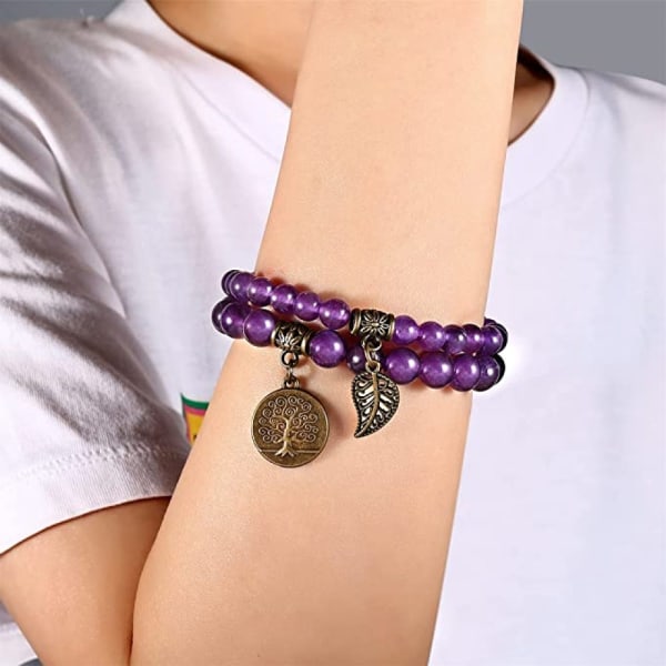 Chakra-armband för kvinnor, armband med naturliga kristall-healingstenar, dubbelt chakra-armband