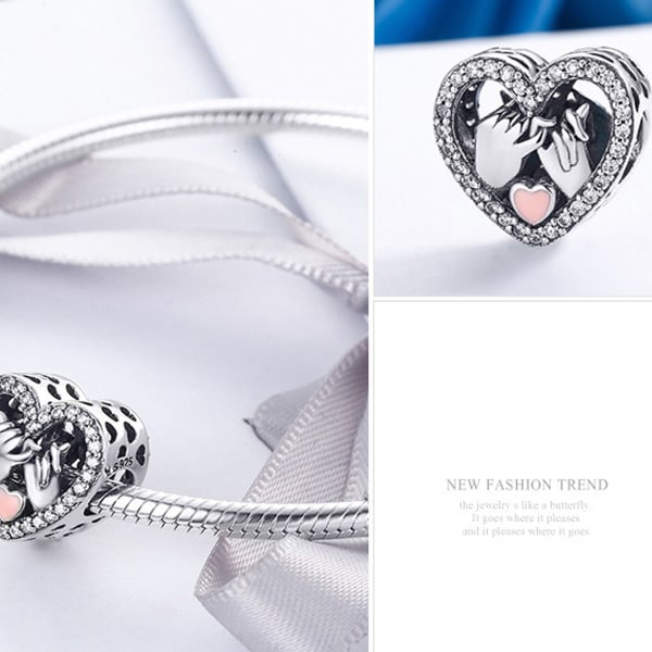 Charm Family Love-hänge, 925 sterling silver, 5A kubisk zirkonia-berlock för Kamilia och europeiska armband, halsband, smycken, present till män och