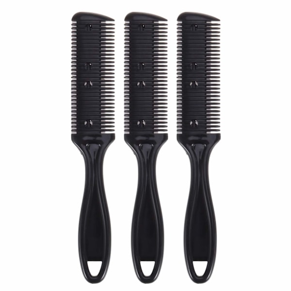Hårutgallringskam 3-pack Hår Trimmer Kam Rakblad med Kam Hår Sax Dubbelkant Rakblad (Svart)