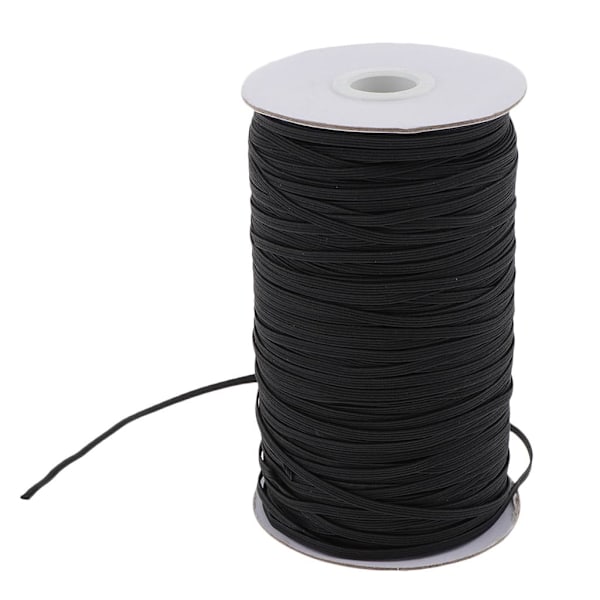Elastisk snöre för pyssel, stickad elastisk spole med jämn färg, krympresistent och luktfri, för bred användning i sömnadsprojekt (Svart)