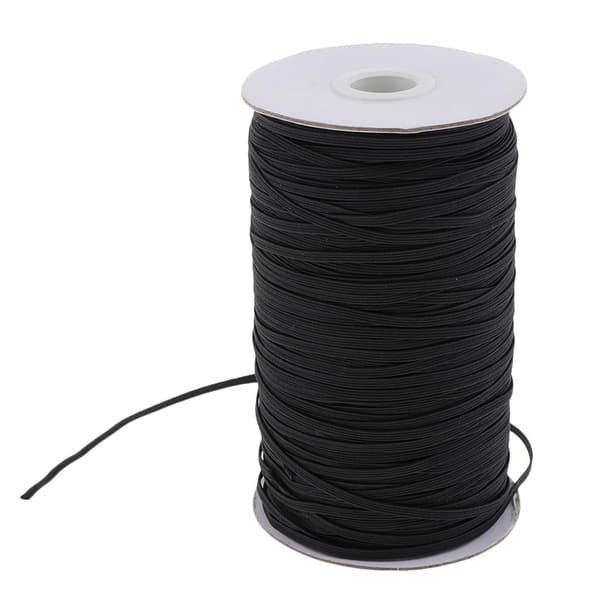 Flätad elastisk snodd för pyssel, klor- och saltvattenresistent elastisk spole, slitstark svart elastisk rem, platt flätad elastisk band för