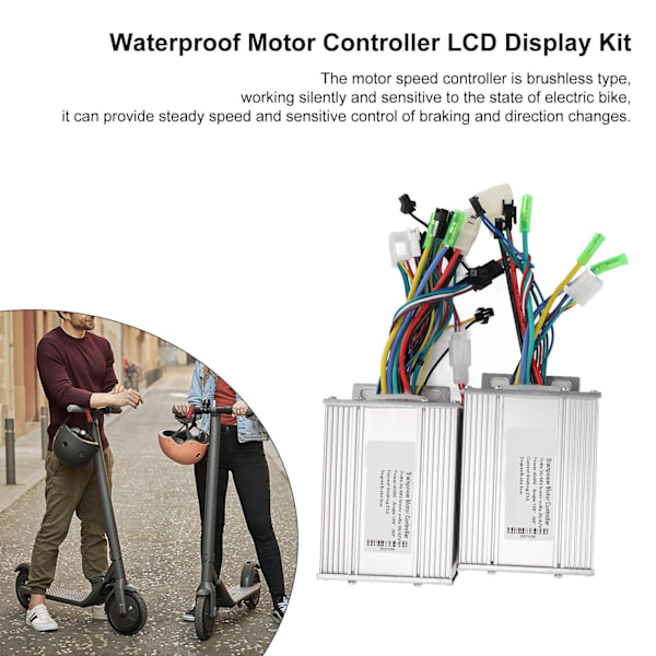 36V 48V 450W Vattentät LCD-displaypanel Dubbel drivenhet Borstlös styrenhet Kit för elektrisk cykel Scooter