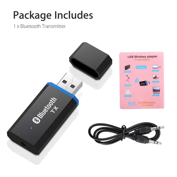 Bluetooth-sender til TV, trådløs Bluetooth 5.0-sender lydadapter trådløs 3,5 mm adapter til hovedtelefon PC TV bærbar computer og mere
