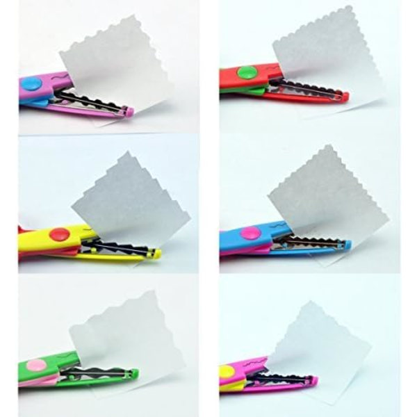 6-pack färgglada dekorativa saxar med papperskantsaxar, utmärkta för lärare, hantverk, scrapbooking, barnens design