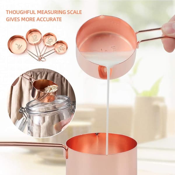 Stablebare Målebeger Sett, Rustfritt Stål Med Sikker Innsettingsring, Perfekt For Baking Og Matlaging, Rustfritt Med Lettlest Gravering