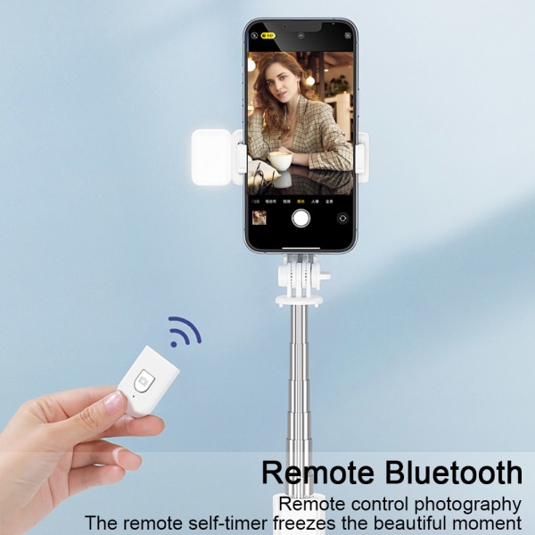 Upplyst Selfie Stick-stativ, avtagbar Bluetooth fjärrkontroll,