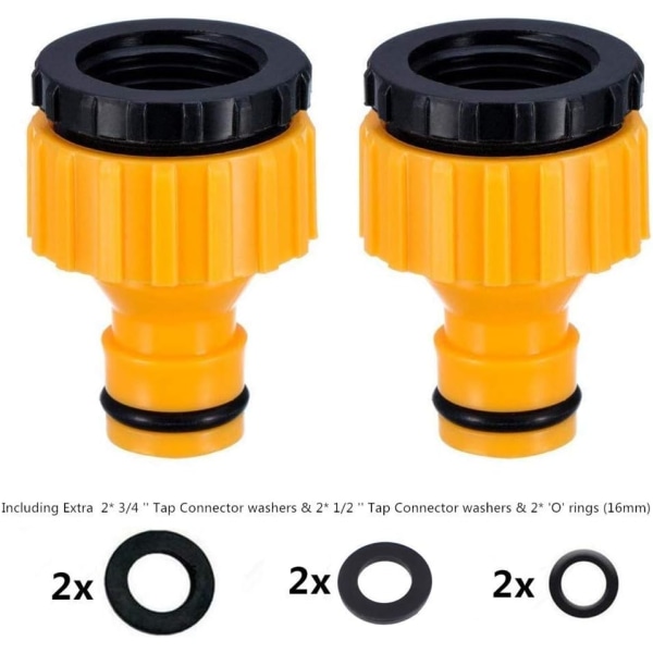 Plast 3/4'' och 1/2'' BSP 2in1 Skruv-i Vattenkran Näsa Flödeskran Anslutninggängad Kranadapter 2 Pack