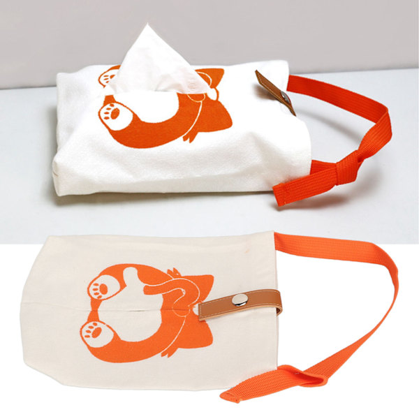 Hängande papperspåse Multipurpose Cartoon Tjockad Canvas Bärbar Fällbar Hängande Pappershållare för Bilvägg