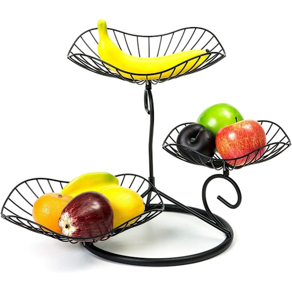 Fruktskål med enkel installation, avtagbar bananhängare, unik spiralformad krokdesign för estetiskt tilltalande svart multifunktionell förvaring