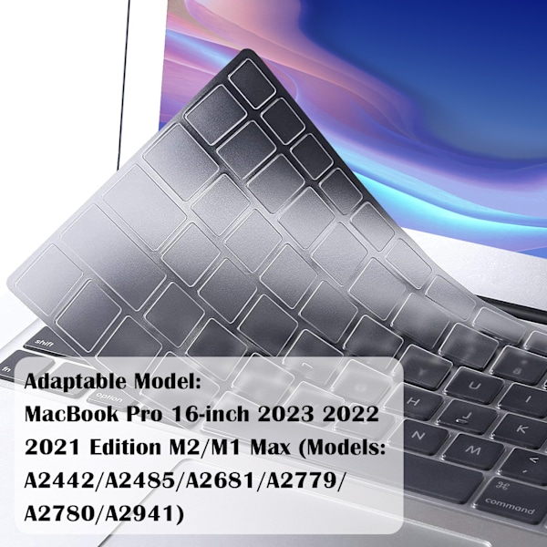 CaseBuy Premium Ultratunt tangentbordskydd för 2023 2022 2021 M3 M2 M1 Pro/Max Apple MacBook Pro 14\" 16\" Modell A2442 A2779 A2918 A2485 A2780 A2991 EU
