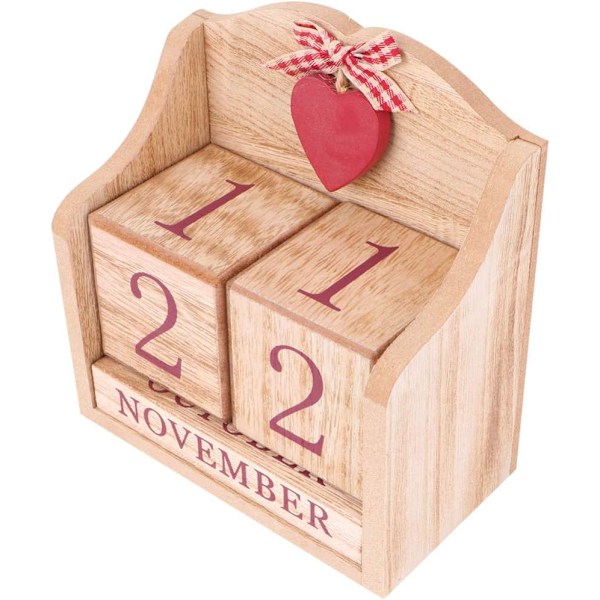 Träkalender Evighetskalender Träblock Daglig Kalender för Fotografi Rekvisita Kontor Hushåll Skrivbordsdekor