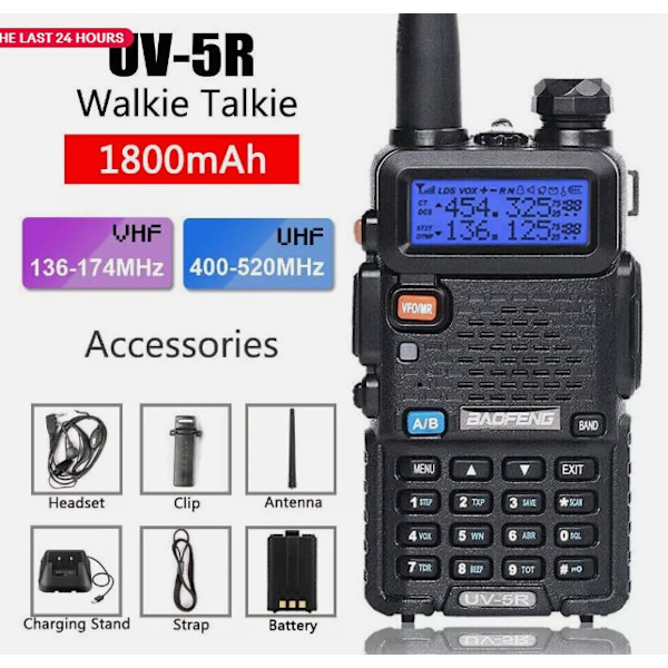 Baofeng UV-5R II Dubbelbands Walkie Talkie UHF VHF Ham FM Tvåvägsradio Intercom