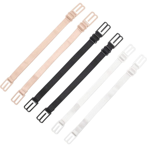 6 st bh-bandklämmor elastiska justerbara halkfria bandhållare döljer band döljer band klyvningskontroll, beige, vit och svart