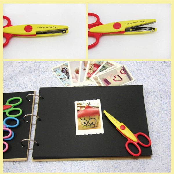 6-pack färgglada dekorativa saxar med papperskantsaxar, utmärkta för lärare, hantverk, scrapbooking, barnens design