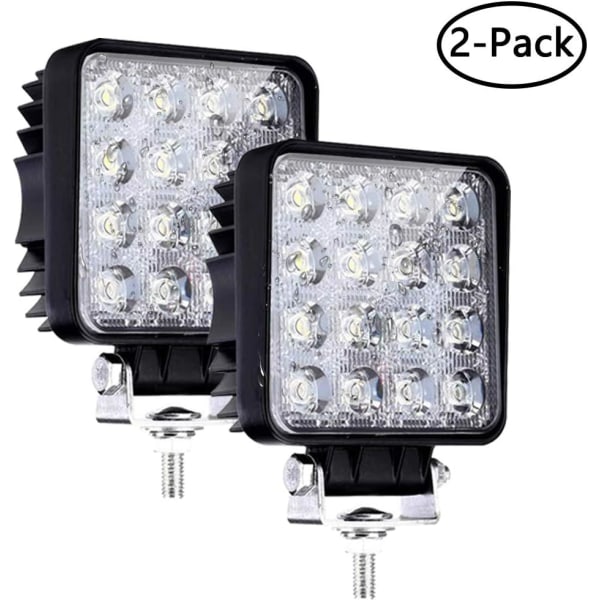 LED-arbetsbelysning, 2 st 48 W LED-strålkastare för bil, traktor, terrängbilar, SUV, ATV, båt, 4 tum