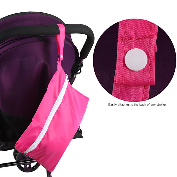 5PCS Förvarings Baby Out Blöjor Flaskor Kläder Byte Häng Barnvagn Förvaringsväska (Rose Red)