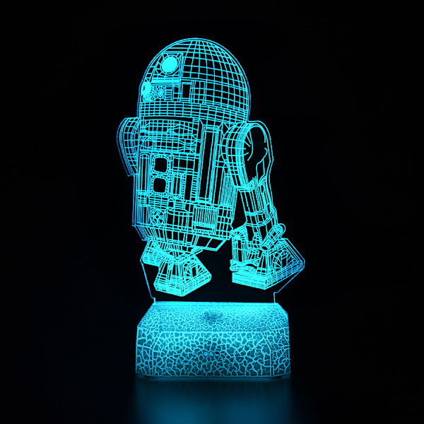 3D Illusion LED Robot Natlampe, 7 Farver Gradient Touch Switch