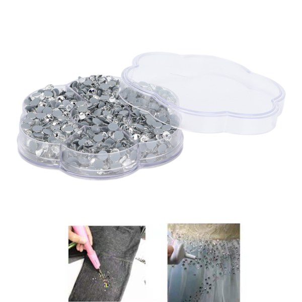 1440 st Hot Fix Rhinestones Glas Platt Botten Transparent Vit DIY Tillbehör för Kläder Skor Nagelkonst