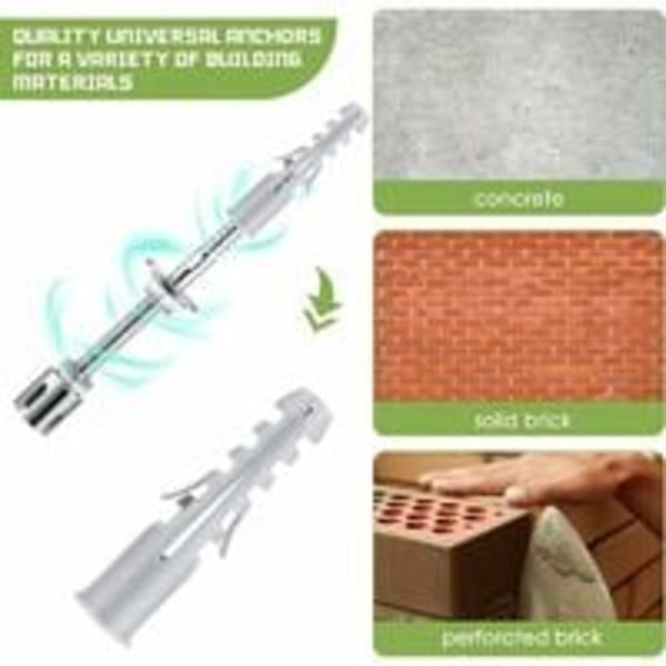 Stöd för klätterväxter, komplett rostfritt stålkit med väggstöd och repdiameter 3 mm (längd 16 m)