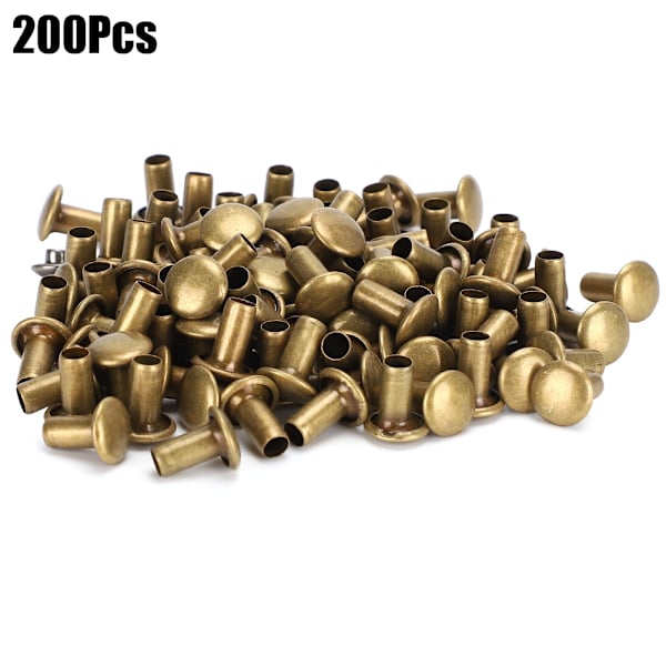 200 st ihåliga nitar platta runda lock för lådor väskor fästelement installationsbeslag 8 x 8 mm brons