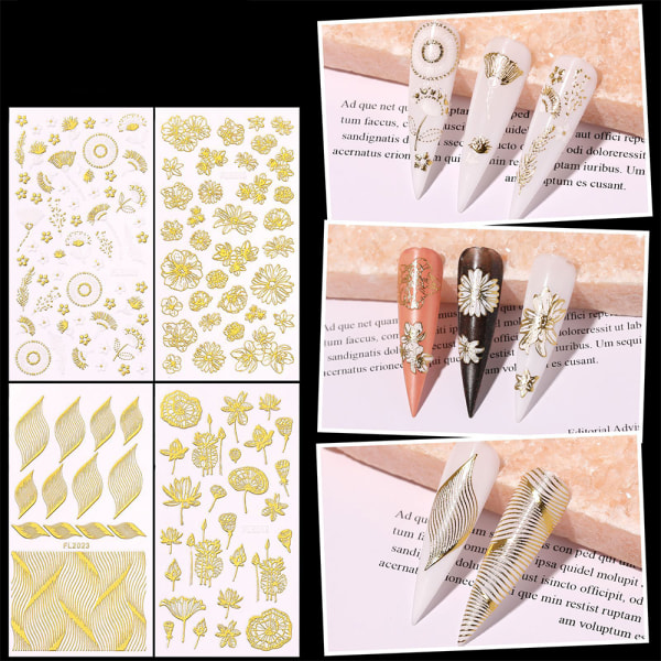 Nail Art Stickers, Nail Art Dekoration Kit med Nagelvatten