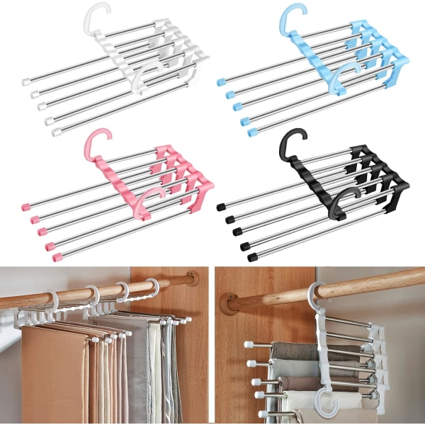 Magic Space Saving Byxgalgar Multifunktionell Smart Closet Organizer Premium halkfri garderobsbyxa Cascading Hanger 5 lager, innovativt