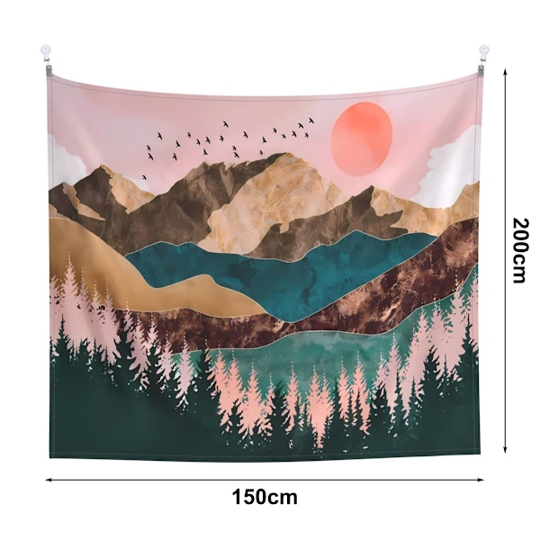 Bohemian Visions Natur Skog Gobeläng, Landskapsgobeläng med Miljövänligt Polyestertyg, Multifunktionell för Heminredning, 150 cm x 130 cm