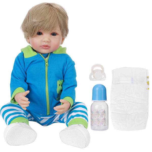 Helkropp Silikon Pojke Babydocka Livslik Babydocka Barn Leksak Födelsedagspresent 55cmBlond Hår