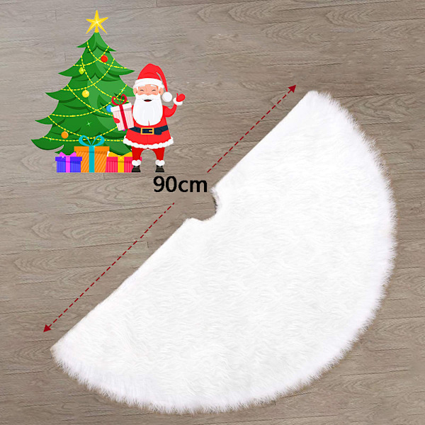 Julgransmatta vit, 120 cm julgransmatta, rund julgransmatta av päls, plysch julgransmatta för jul, nyår,