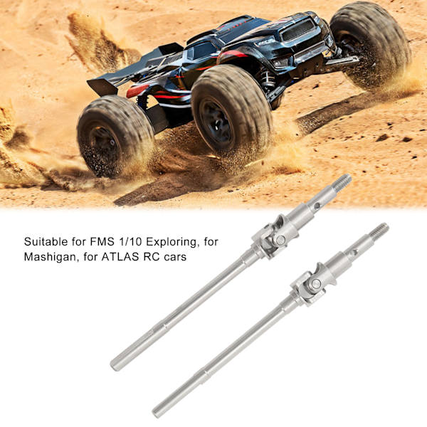 2PCS RC Bil Framaxel Drivaxel Set Rostfritt Stål RC Fram CVD Drivaxel Uppgraderingar Delar för FMS 1/10 Fjärrkontroll Bil Silver