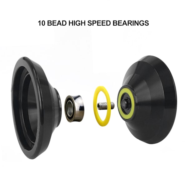 Alloy Yoyo Ball Competition Yoyo Toy med 3 st ersättnings Yoyo Strings Glove SetBlack