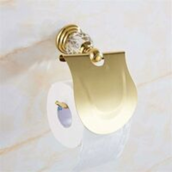 Toalettpappershållare, guld toalettpappershållare med lock väggmonterad rostfritt stål dispenser, rostskyddad hushållspappershållare