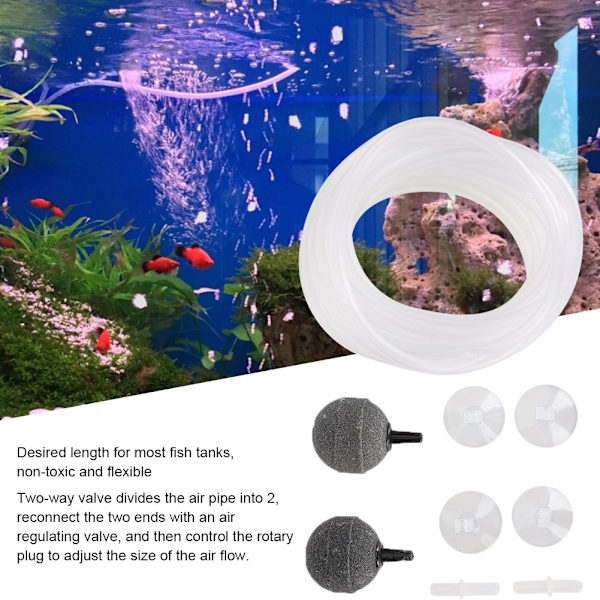 Akvarie syrepump tillbehör kit bubbelsten slang sugkopp hållare ventil aerartion enhet för fisk tank