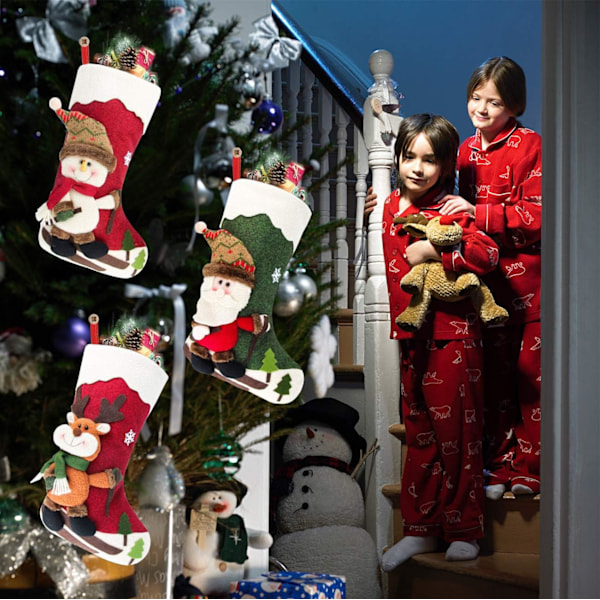 Julstrumpor Set, God Jul Dekor För Hemmet, Personliga Julklappar, Återanvändbar Högkvalitativ Tyg, Inomhusdekorationer Med Tomte,