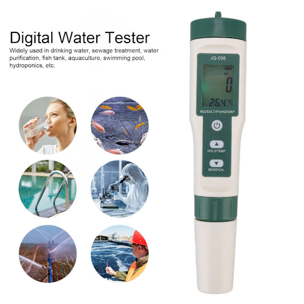10 i 1 Digital Vattenkvalitetsmätare PH TDS EC Salthalt SG ORP Väte Rik Resistivitet Temperatur Näringsämne Test Penna