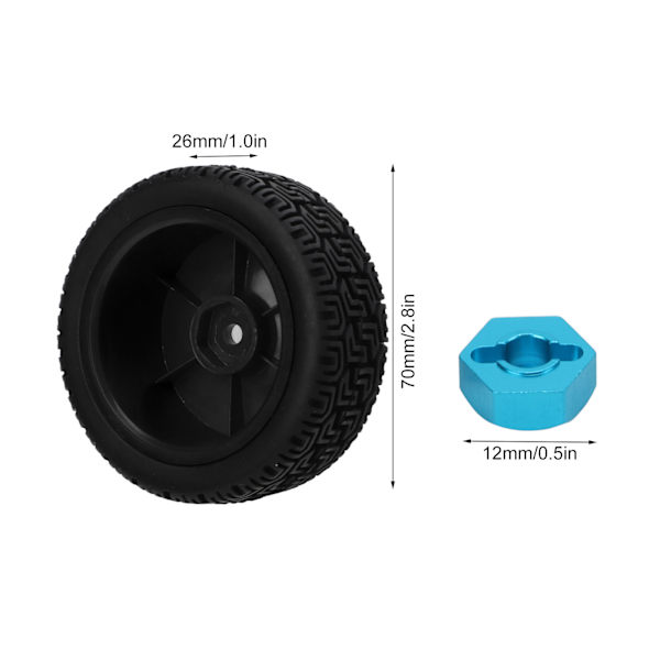 4 st 1/10 RC-däck set gummi stark buffring hög slitstyrka hållbara hjul set för 1/10 platt sportbil svart