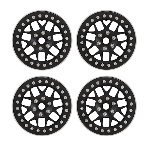 Aluminiumlegering RC Bilhjulnav 2,2 Tum RC Beadlock Hjul Fälgar för 1/10 Fjärrkontroll Bil Svart
