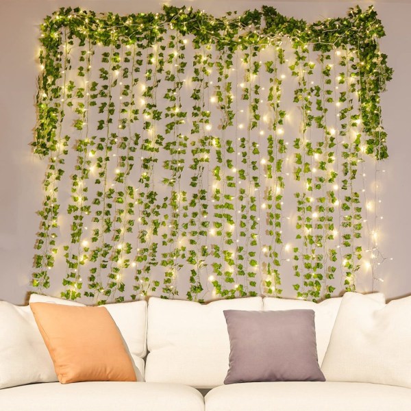 12 stycken konstgjord murgröna krans murgröna, konstgjord hängande murgröna