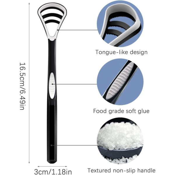 Tungskrapa, 2 st tungborste, dubbelsidig tungskrapa, tungborste, tungskrapa för att ta bort tungbeläggning och fräscha upp andedräkten