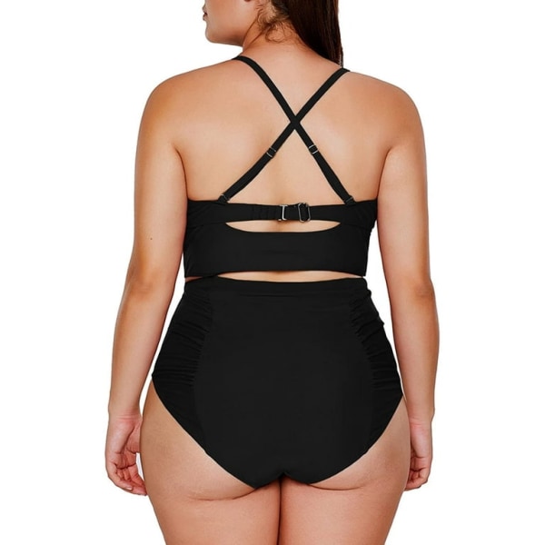 Kvinnors Plus Size Badkläder Strappy Hög Midja Bikini Baddräkt M-.