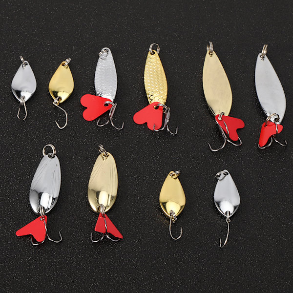 10PCS/Set Sequin Hard Lure Metal Artificial Simulation Spoon Bait Fishing Tackle Box