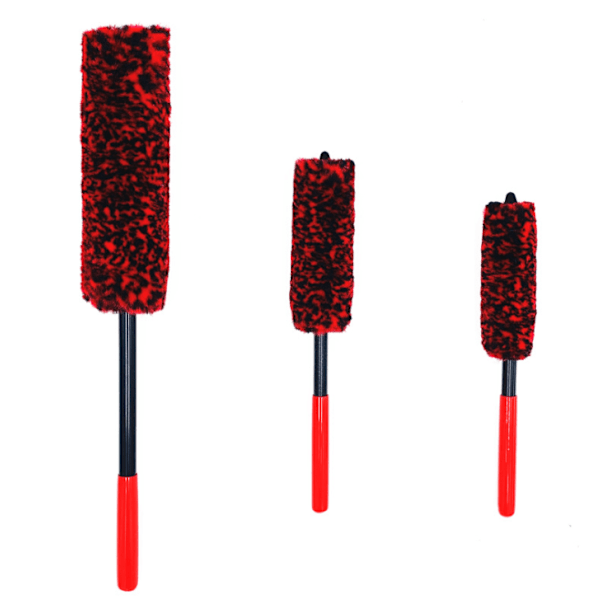 Bilsfälgsrengöringsborste Set (3-pack) - Metallfria syntetiska hjul Woolies hjulborstar, Autodetaljeringsfälgborste, Mjuka ullhjulborstar för
