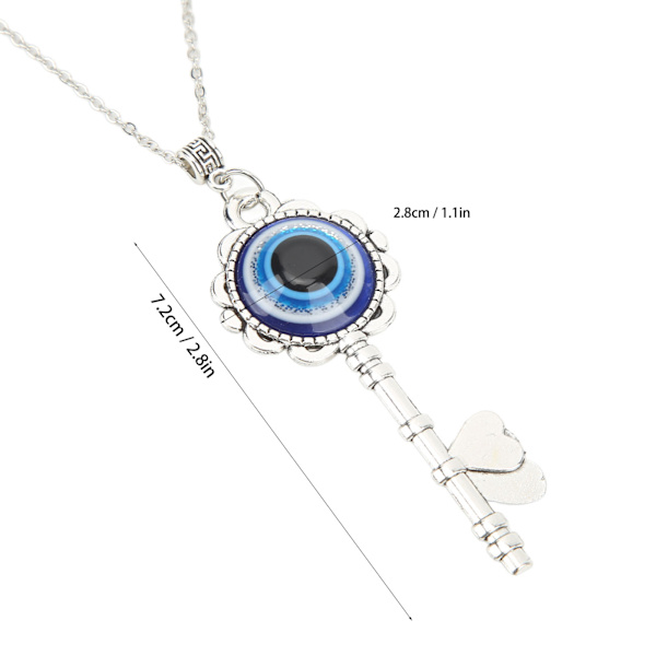 6PCS Evil Eye Halsband Nyckelform Lycka Blå Öga Halsband Elegant Charmiga Legeringar Glas Halsband Evil Eye för Välsignelse