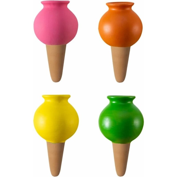 4-pack terrakotta självvattnande spikar, växtvattningsspikar, 430 ml dekorativa självvattnande spikar, automatiska droppspetsar för inomhuskrukor