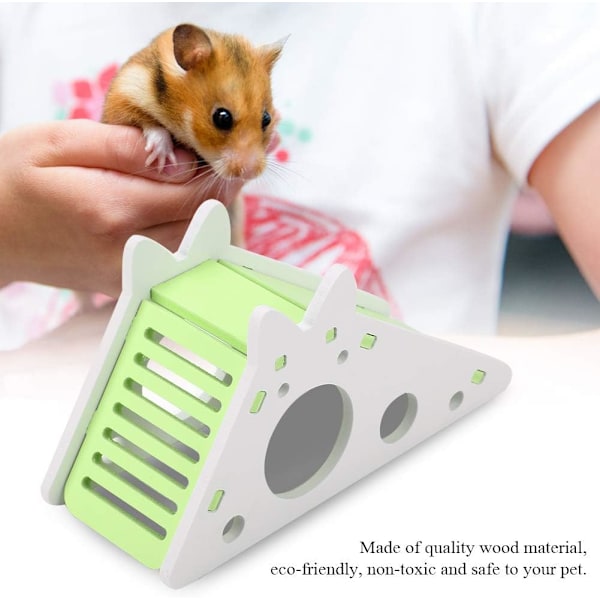 Eco-board Material, Minihus med trappor och rutschkana för hamsterlek, Ekologiskt trä med hög densitet, Mångsidigt husdjursslott, Tapp och slits-struktur