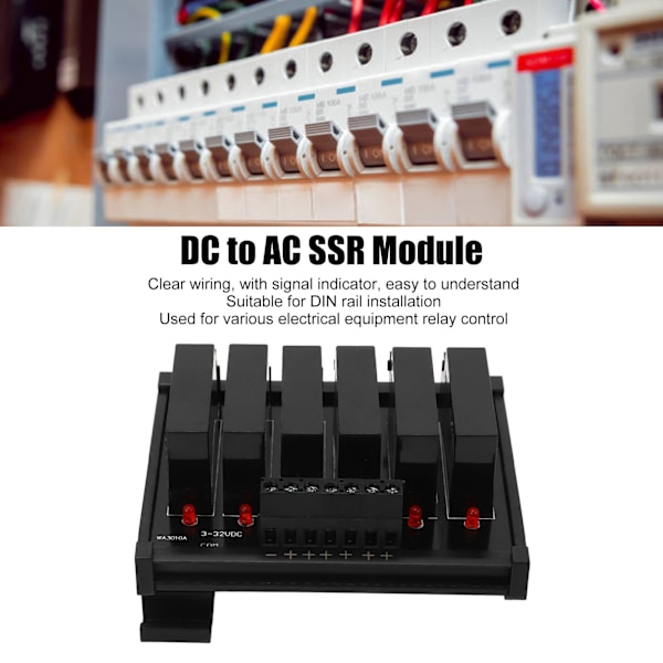 6-kanals DC till AC Solid State Relä 3‑32VDC Ingång 5‑8A 24‑480VAC Last Solid State Relä SSR-modul