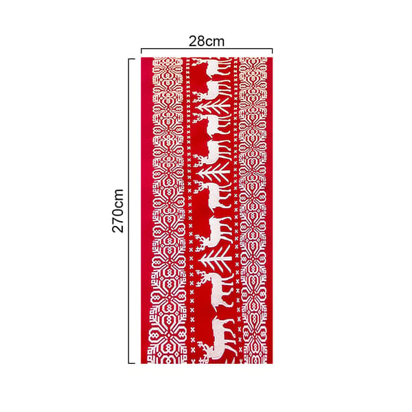 Julebordløper i lin, for julebordsdekorasjon (270*28cm) trykt rektangulær duk Christmas tree elk