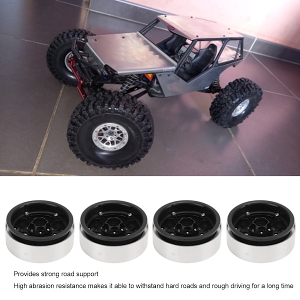 Aluminiumlegering RC Bilhjulnav 2,2 Tum RC Beadlock Hjul Fälgar för 1/10 Fjärrkontroll Bil Svart