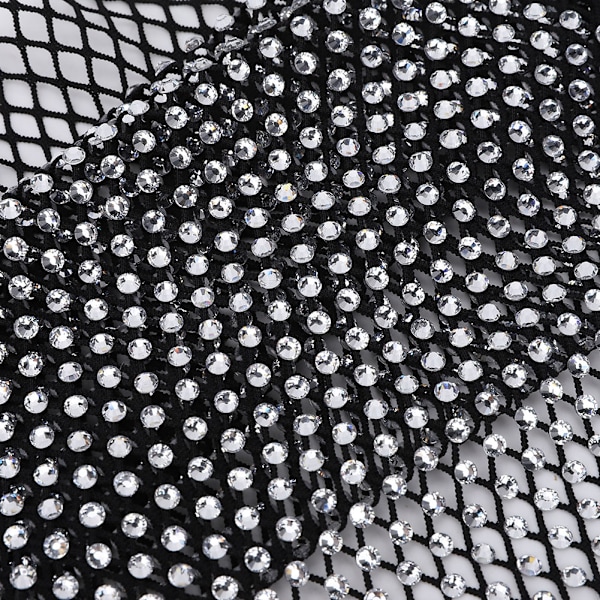 SS16 Rhinestone Mesh Elastiskt Tyg Sy Kristall Dekorativt Tillbehör DIY Rhinestone Mesh Vit Rhinestone