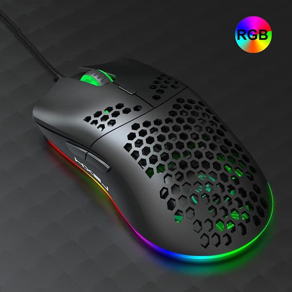 Gaming Mus RGB USB, Justerbar Presisjon DPI, Superlett Honeycomb Design, Fullt Programmerbare Knapper, Ergonomisk Grep for Windows, MacOS, Linux